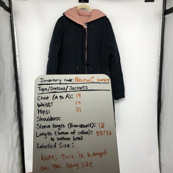 Pink and Navy Reversible  Puffer Parka Coat size ~L - Picture 16 of 16